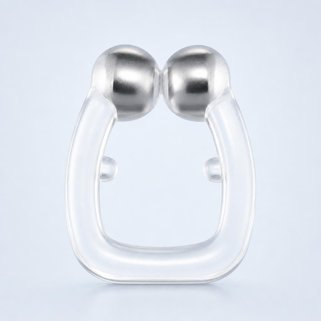 Clip nasal magnético antirronquidos de silicona transparente, vista frontal